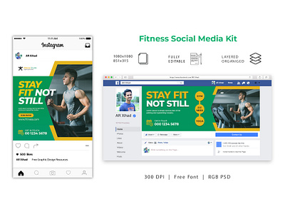 Fitness Social Media Kit branding fitness fitness facebook cover fitness facebook post fitness instagram post fitness instagram story fitness social media kit fitness social media post gym gym facebook cover gym facebook post gym instagram story gym social media post promotion social media kit social media post template yoga zumba