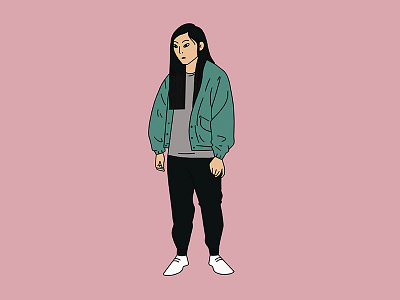 Awkwafina character china girl green illustration jacket movie newyork thefarewell woman