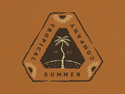 Tropical Summer Company badge logo branding design hand drawn illustration logo surf tropical typography vector vintage
