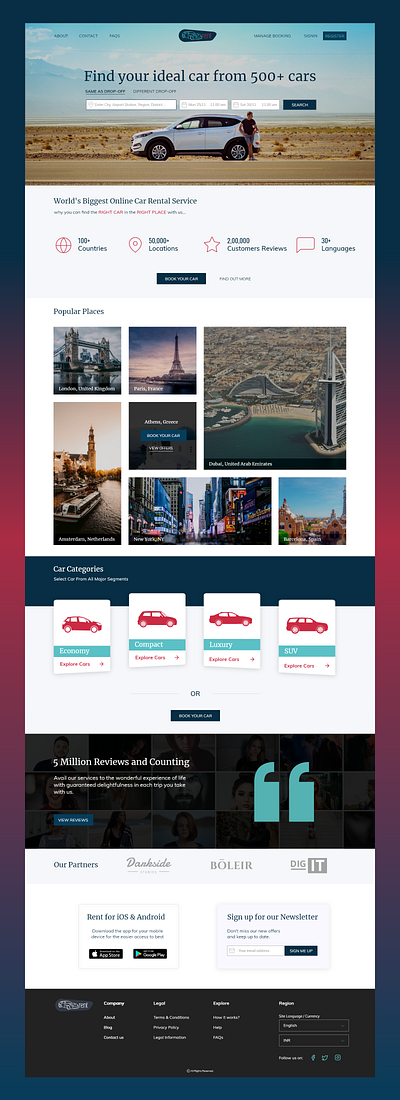 Webpage for Car Rental Service branding design flat minimal ux ux ui design web webdesign website