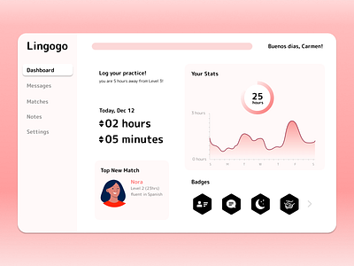 Language Partner Matching App - Lingogo college dashboard flat habit tracker language language learning language school matching nyc time management ui ux web