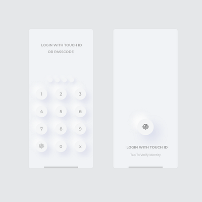 neumorphism app design concept finger print lock screen lockscreen minimal neumorphism password touch id ui