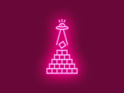 UFO alien illustrator light neon neon light pink ufo vector