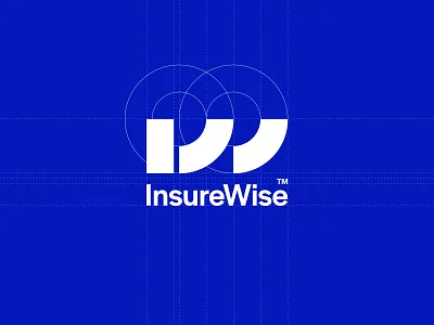 InsureWise Logo blue blues branding circle design geometric geometry grid logo logo design logogrid logotype