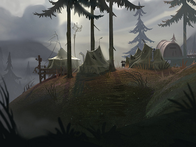 Abandoned camp. Frame 3 abandoned camp concept design forest illustration mysterious