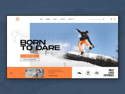 Born To Dare branding exercise landingpage snowboard sport ui ux webdesign