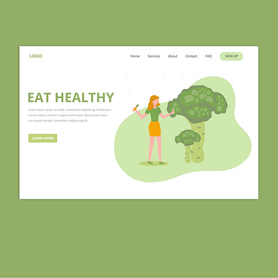 Healthy food landing page doodle illustration landingpage ui ux vector illustration