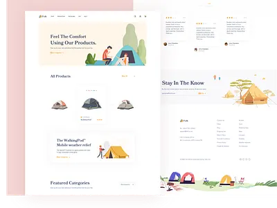 Folk Tents || Landing Page agency card clean ecommerce ecommerce shop flat illustration illustration art landing page minimal sales sport sports ui ux web design