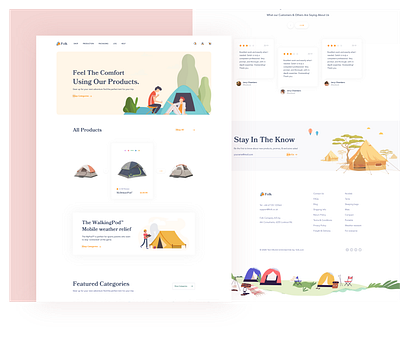 Folk Tents || Landing Page agency card clean ecommerce ecommerce shop flat illustration illustration art landing page minimal sales sport sports ui ux web design