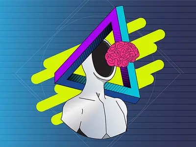 Mindless brain digital art face figure geometic geometry hollow illustration impossible triangle inktober man mindless nameless sacred vaporwave