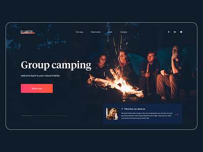 Header Exploration for Camping Website adventure campfire camping design forest header hiking landing minimal nature night travel typography ui user interface ux web website