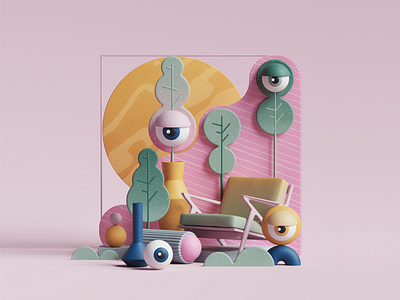 Eye Candy 3d abstract c4d cgi cinema4d design designs eye geometric illustration nature petertarka plants render set ui uiux web