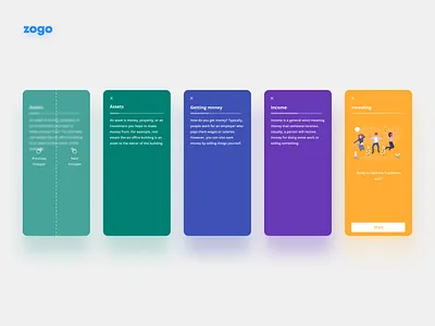 Zogo financial learning app cards content finance financial app flashcards learning snippet