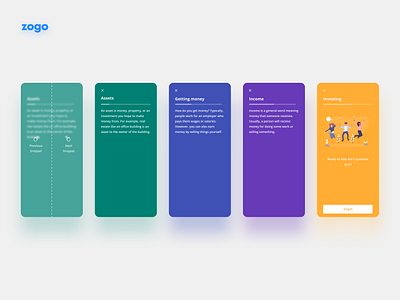 Zogo financial learning app cards content finance financial app flashcards learning snippet