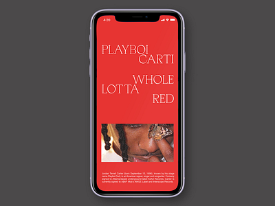 Playboi Carti Whole Lotta Red IPhone 11 Digital Editorial #3 app branding clean design flat graphic design identity illustration ios lettering minimal mobile photoshop red type typography ui ux web website