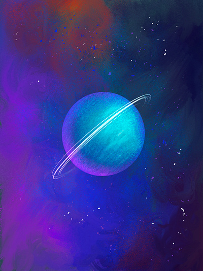 Floating planet digital illustration procreate