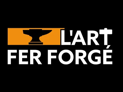 L'art fer forge logo black brand brand design branding graphic design logo logo design orange typography