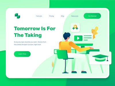 Education E-Learning Landing Page 2 2d academic academy business certificate e learning education flat gradient illustration improvement landing page modern online course school self improvement teacher teaching university vector