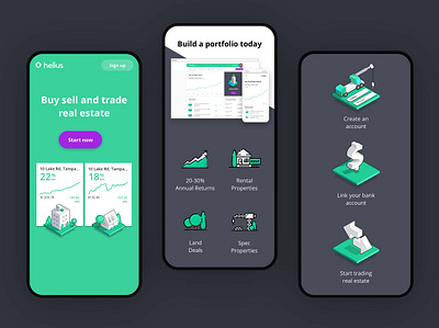 Helius Mobile Landing Page branding building design illustration mobile app design mobile ui ui