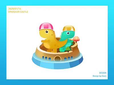 恐龙城堡 Dinosaur castle castle illustration