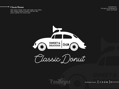 Classic Donut badge bakery cafe cake classic design donuts double meaning logo dual meaning logo emblem food label negative logo pandhegaz pastry premium retro shop vector vintage