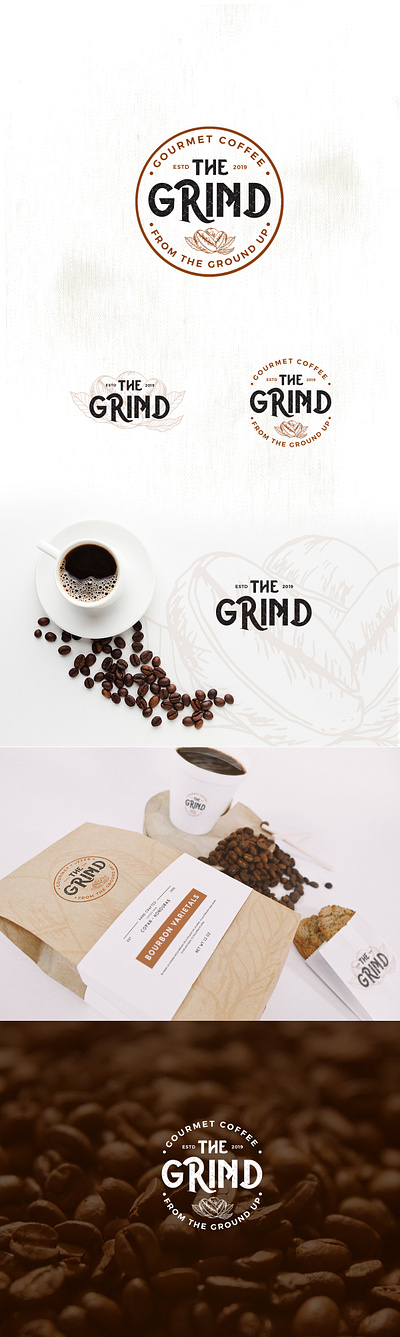 The Grind Coffee Logo coffee bean illustraion logodesign vitage