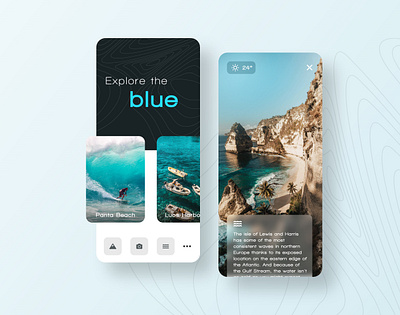 Explore the blue | Mobile Design beach blue explore mobile design mobile ui mobile uiux surface surfing travel uidesign uiux