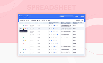 Spreadsheet analysis data table design form graphic design spreadsheet spreadsheets table view ui ui design uiux