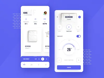 Smart Home App app application design colors design home smarthome temperature typography ui ui design ux