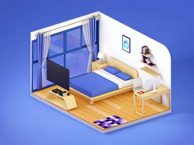 Bedroom 3d bed c4d cinema4d rooms