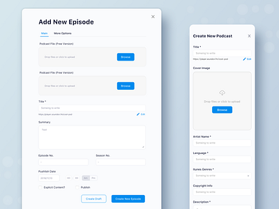 Soundon Hosting Dashboard Form Design dashboard form forms input podcast