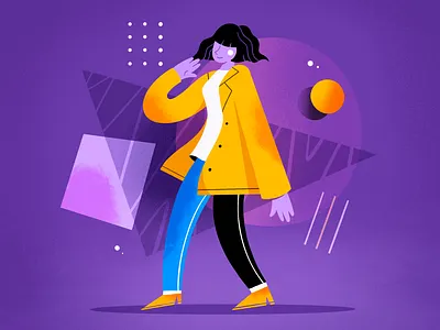 Purple mood artwork character design color flat graphic design illustration ipadpro jacket mood move people procreate shapes texture vibes