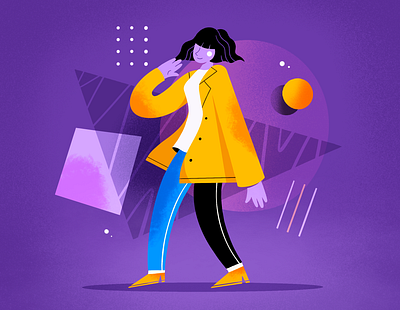 Purple mood artwork character design color flat graphic design illustration ipadpro jacket mood move people procreate shapes texture vibes