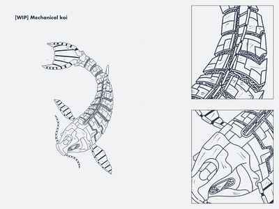 [wip] koi concept fish koi lines mechanical robot robotic robots sketch wip