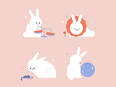 Horoscope Bunnies aftereffects animation helsinki illustration leo libra minna parikka pisces scorpio