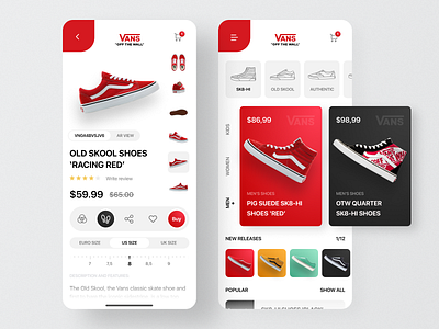 Vans Shoes App Concept app app design cards ui color ios mobile app mobile app design online shop shoes shop shopping app sneaker store store app ui ux ui ux design user experience user interface vans visual interface application