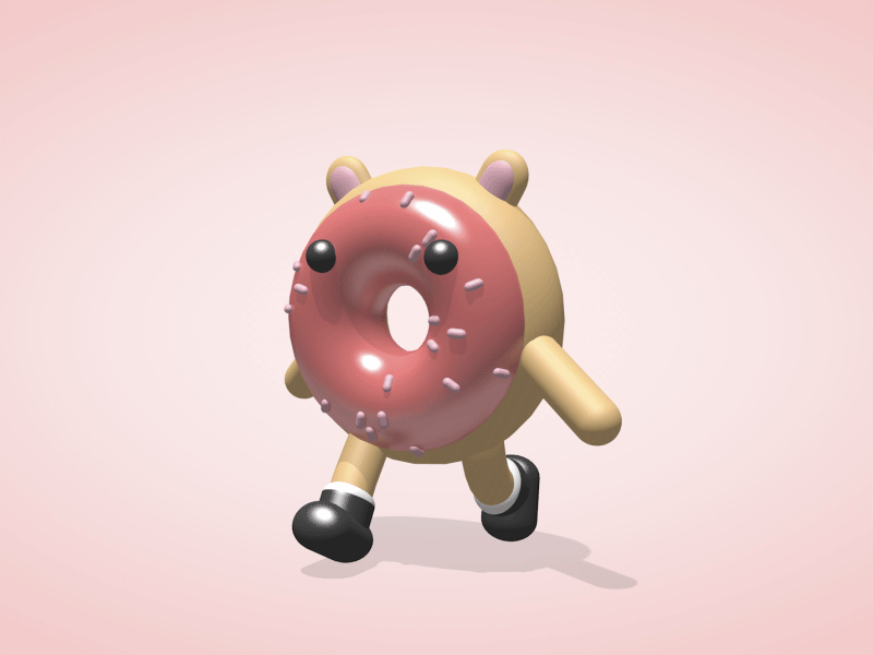 Walking Donut 3d after effects aftereffects anim animation c4d cinema4d cute design donut jump kawaii loop loop animation motion motion design pastel pink