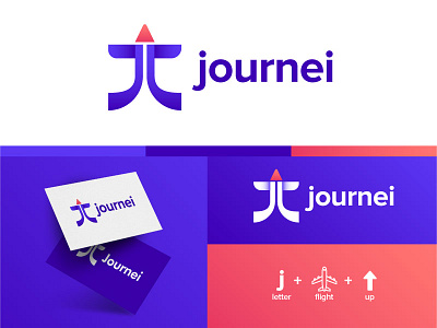 Journei aeroplane brand brand identity branding flight gradient icon identity identity design identity designer j letter logo logo design logo designer logo maker logomark logomarks logos plane up