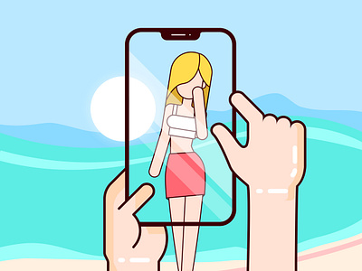 Beach vacay beach character design flat girl illustration photograph sunset ui ux vector