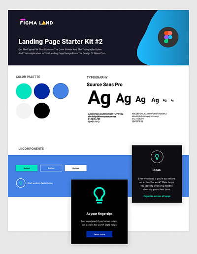 Landing page starter kit #2 color palette design resources design system figma freebies landing page typography ui components ui kit