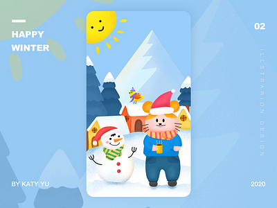 happy winter cartoon design happy happy new year illustration illustrator ipad mouse procreate snow snowman winter