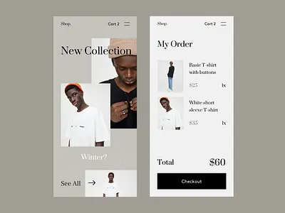 Shop App UI buy cart checkout ecommerce fashion photography shop shopping cart store