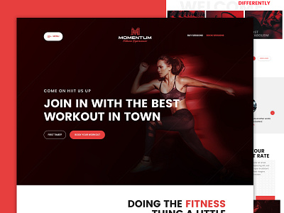 Momentum Boutique Fitness Homepage design fitness fitness website fitness website design interface ui user experience userinterface ux web web design web development web site webdesign website website design