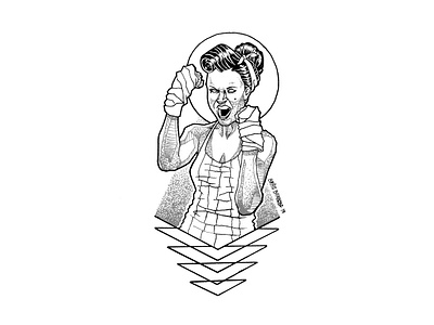 She Got The Power bw dotwork empower empowering empowerment feminism feminist feminist art girl girl power girlpower girls illustration pointillism strong woman women women empowerment