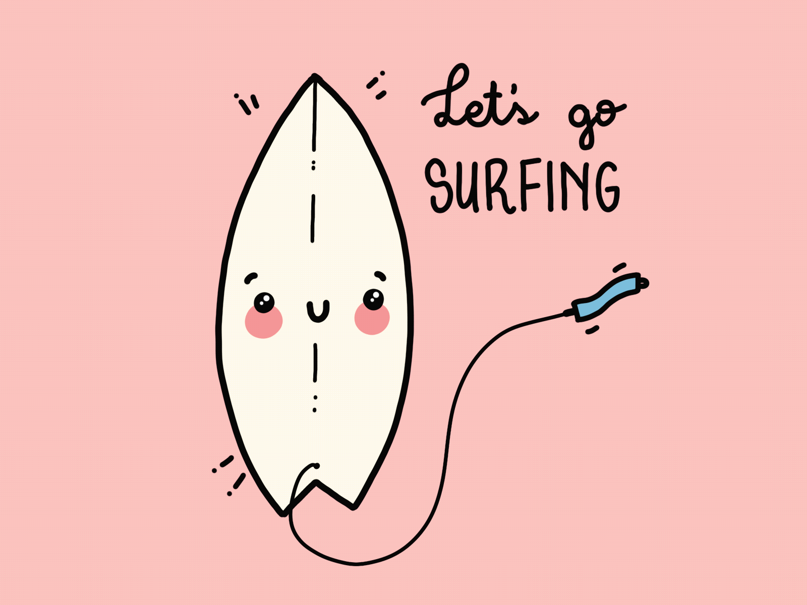 Let's go surfing! cute gif gif animation kawaii lettering surf surfboard surfergirl surfing