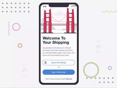 Daily UI 001 Sign in screen animation application dailyui golden gate golden gate bridge login logistics mobile signup simple slideout ui uiux