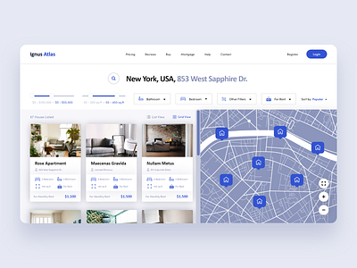 Ignus Atlas Real Estate Landing Page Design homepage landing page landing page design real estate real estate agency real estate agent real estate search engine ui user interface design ux web app web app design web apps web design