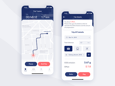 CO2 emissions App app carbon co2 design devices emission illustration interface ios sketch tracker trip ui ux vector