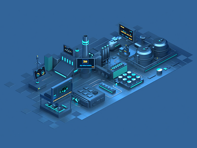 IOT 2 Animation animation c4d cinema4d city data design digital illustration internet internetofthings isometric lights octane