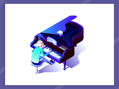 Musical Pause! design isometric art isometric design isometric illustration isometry minimal monochrome pianist ui